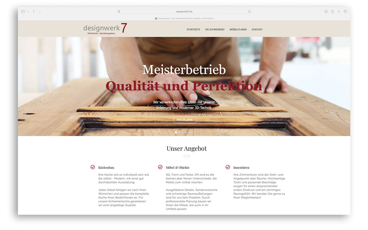exemplarisches Beispiel für Webdesign – designwerk 7, Sennfeld